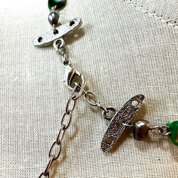 Unakite abalone green beaded necklace - Picture 7 of 7